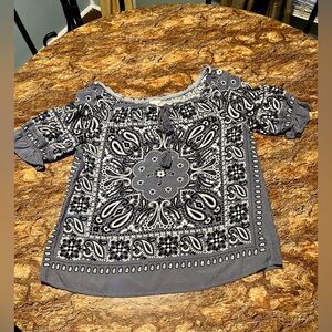 Paisley Print Women's Top - Gray EST 1948 Medium